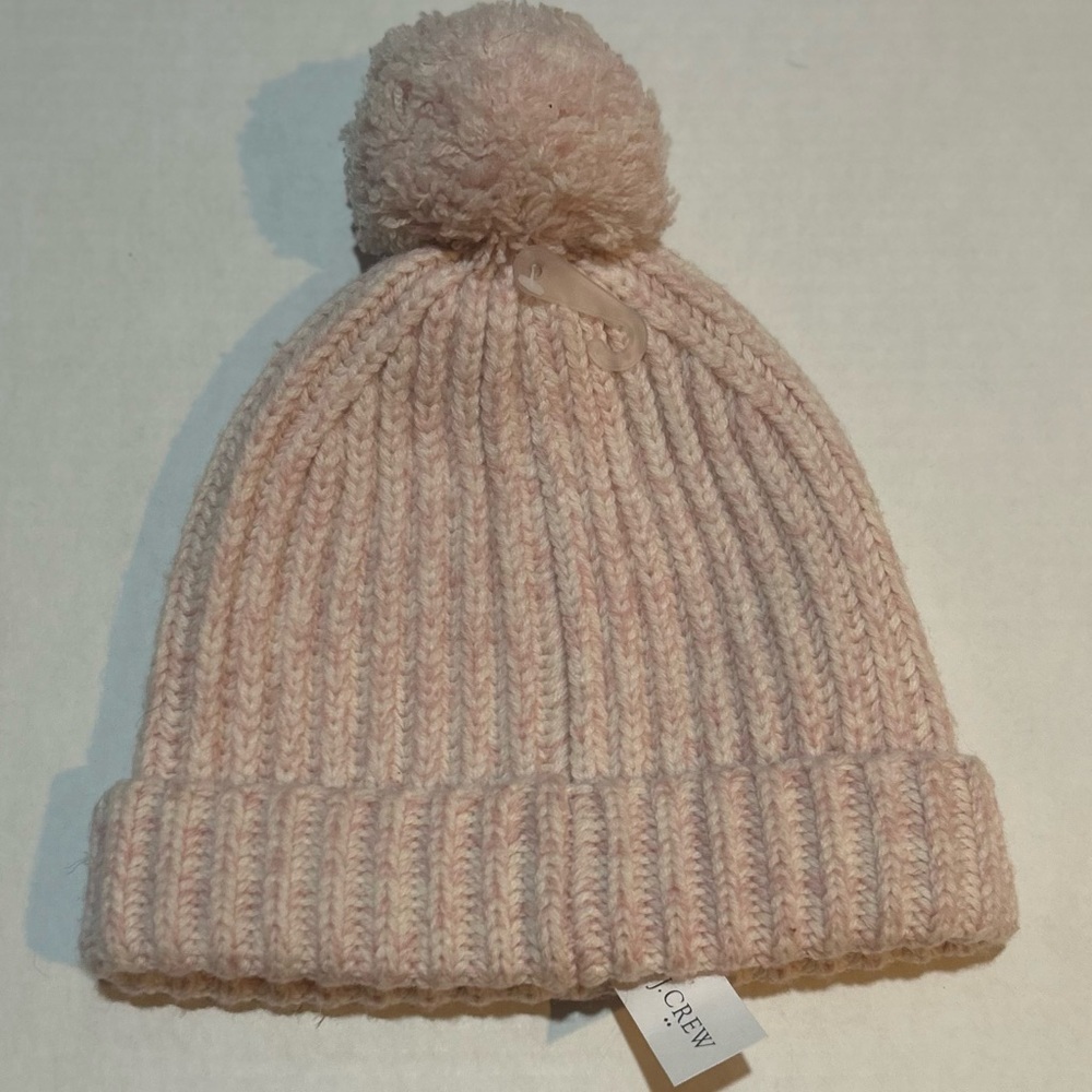 J. Crew Ballet Pink Pastel Pink Pom Pom Beanie NWT Winter Warm Gift Present OS